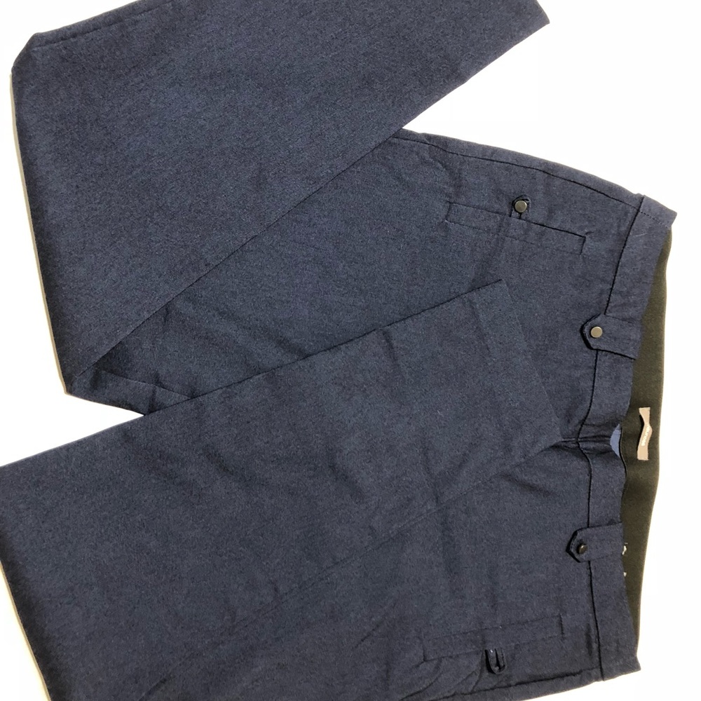 Blue dress skinny leg dress slacks.